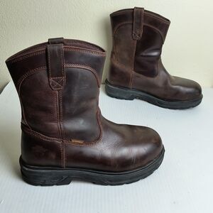 Herman Survivors Men's Dark Brown Leather Plower Waterproof Pull Work  Boots 8